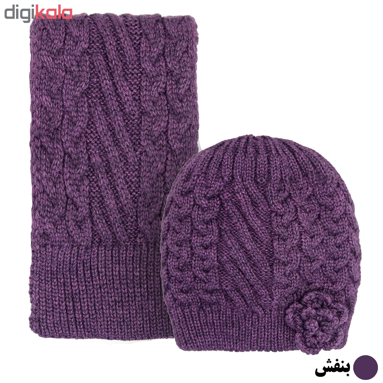 ست کلاه و شال گردن بافتنی دخترانه مدل D8130 -  - 6