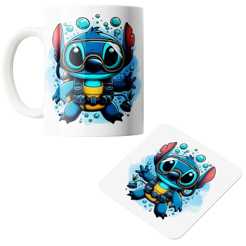 ماگ پاد آفرین مدل استیچ کد z285 به همراه زیر لیوانی