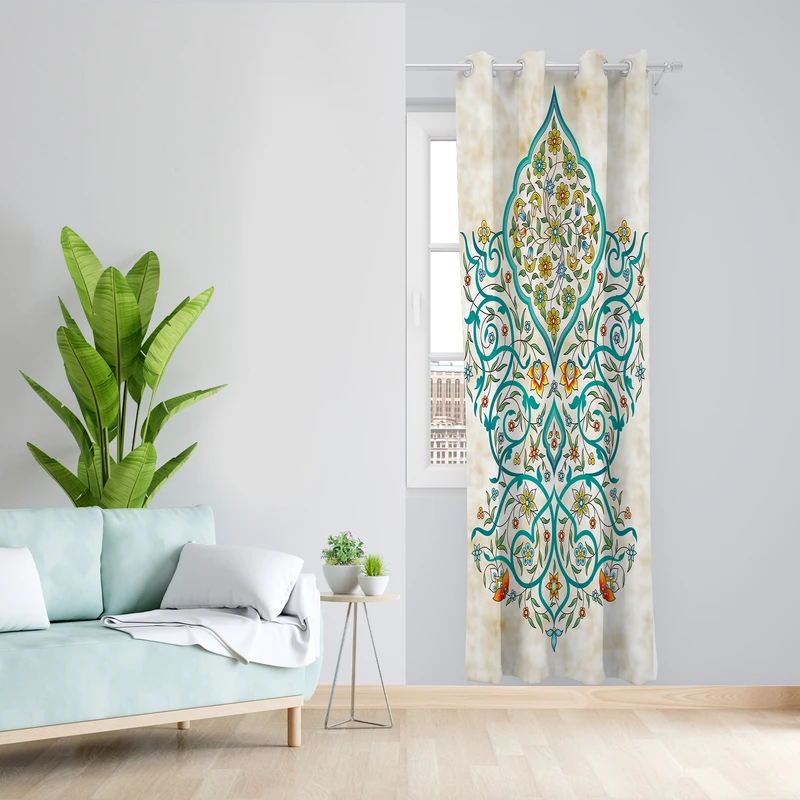 پرده طرح سنتی مدل مخمل پانچی کد 4190 z سایز 140x200 سانتی متر