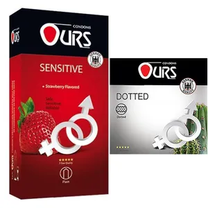  کاندوم اورز مدل Sensitive بسته 12 عددی به همراه کاندوم اورز مدل Dotted بسته 3 عددی