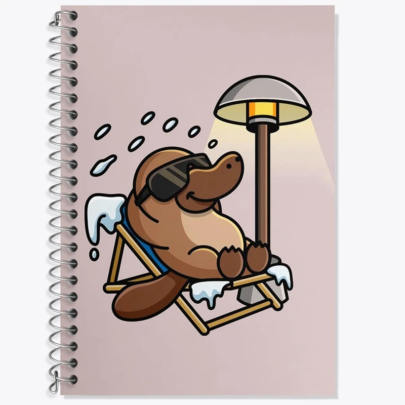 دفتر زبان 50 برگ خندالو مدل دو خط طرح حیوانات بامزه پلاتیپوس کد 28355