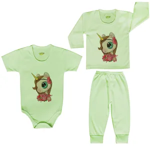 ست 3 تکه لباس نوزادی کارانس طرح تک شاخ مدل PRSGST-4009