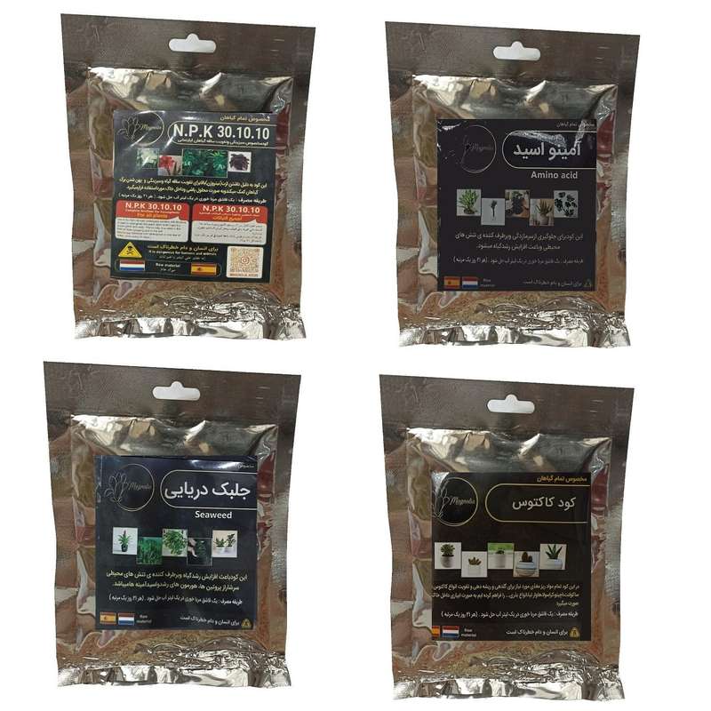 کود سبزینگی و تقویت ساقه 10-10-30 و امینو اسید و جلبک دریایی و کود کاکتوس مدل raw material وزن 200 گرم