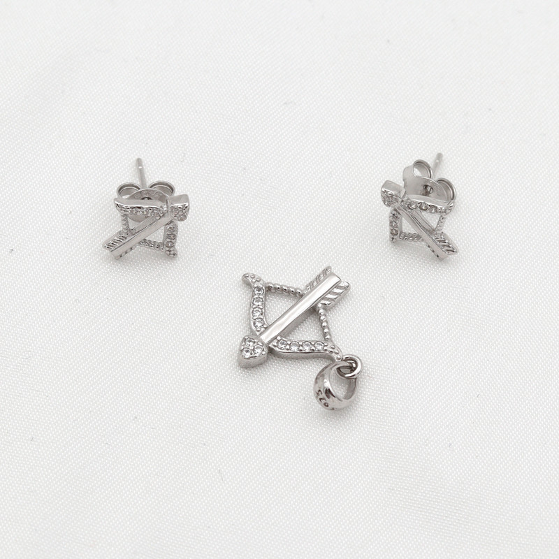 نیم ست نقره زنانه مدل تیر و کمان کد SHS-35