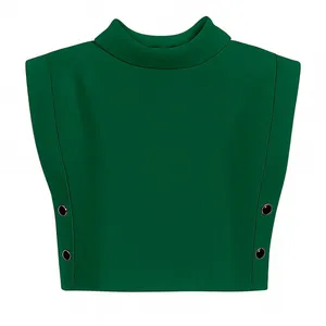 کراپ بلوز آستین تا روی شانه یقه دراپه زنانه مدل ٢١٦٦