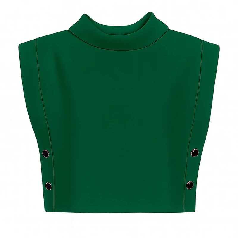 کراپ بلوز آستین تا روی شانه یقه دراپه زنانه مدل ٢١٦٦