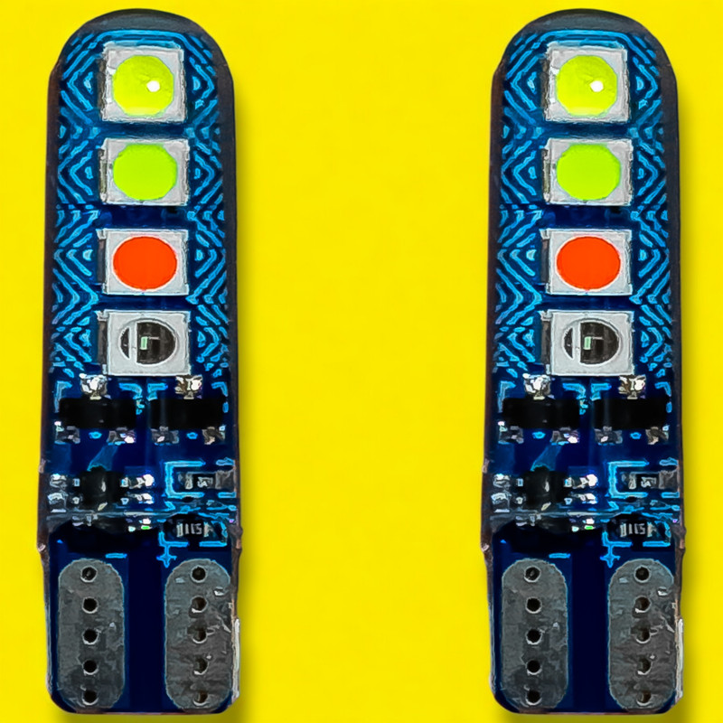 لامپ چراغ کوچک شب رو جلو سام مدل MultiColor - چشمک زن رانینگ پایه آریایی فشاری بسته ۲ عددی