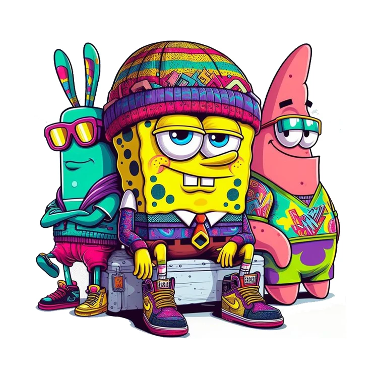 استیکر پارچه و لباس پاد آفرین مدل باب اسفنجی کد 198