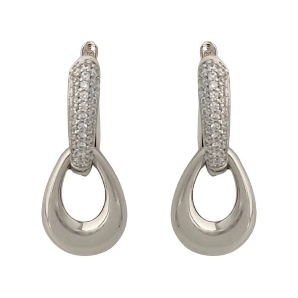 گوشواره حلقه‌ای زنانه ژوپینگ مدل دو قطعه اشکی نگینی