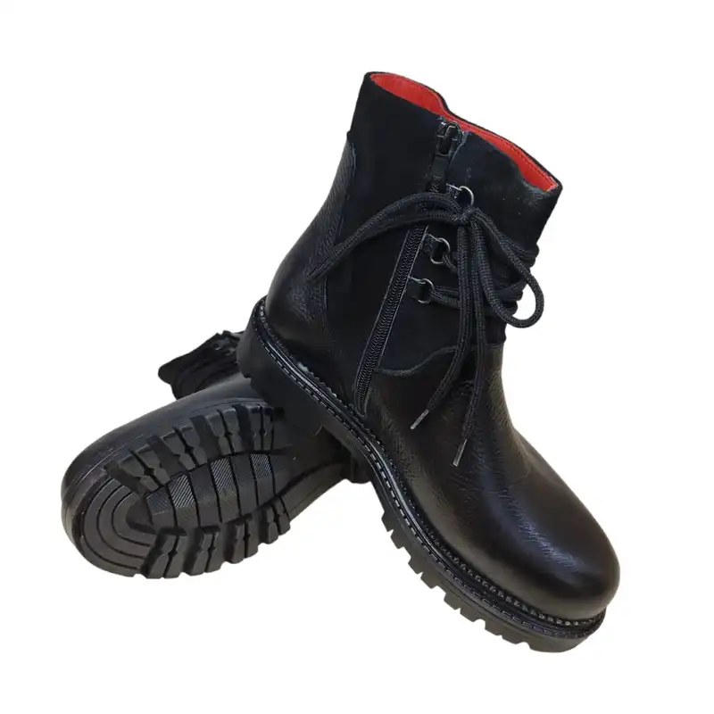 نیم بوت زنانه مدل رکسانا بندی چرم طبیعی رنگ مشکی