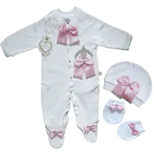 ست 3 تکه لباس نوزادی دخترانه مدل پاپیون