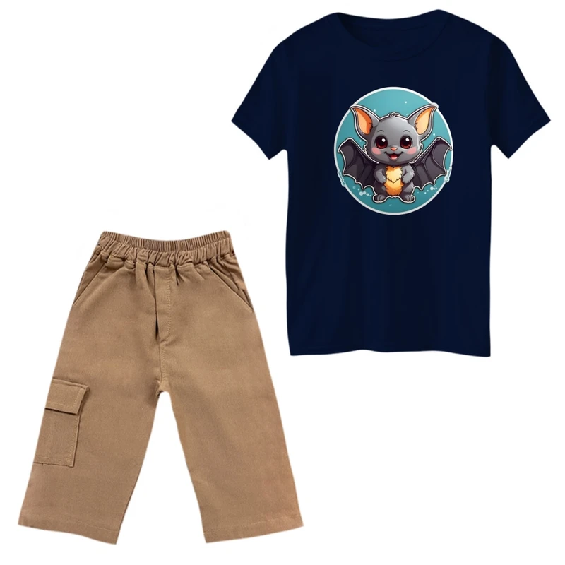 ست تی‌شرت و شلوارک پسرانه مدل خفاش کوچولو کد 02