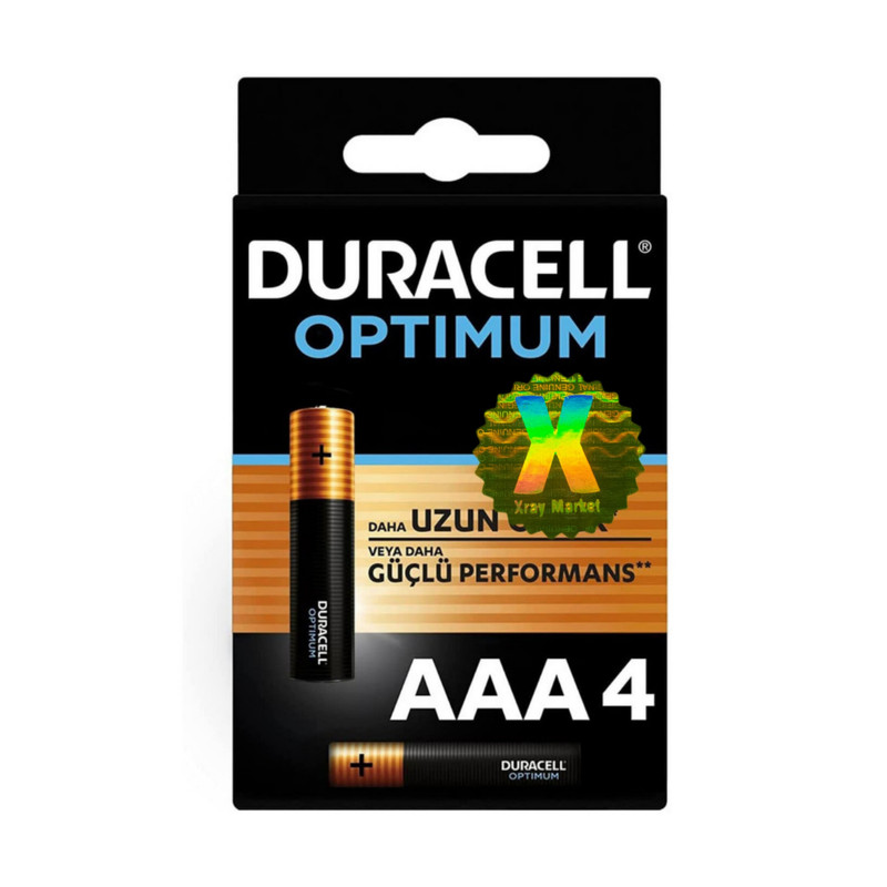 باتری نیم قلمی دوراسل مدل ALKALINE OPTIMUM 1.5V XRAY بسته چهار عددی