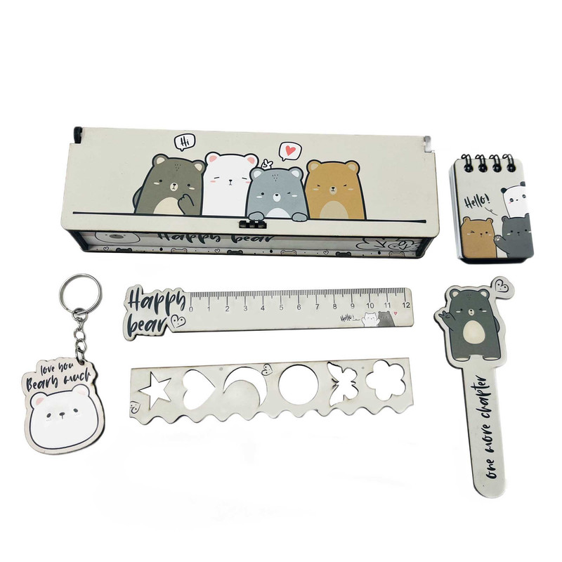 بسته لوازم تحریر مدل خرسی و دوستان مجموعه 6 عددی