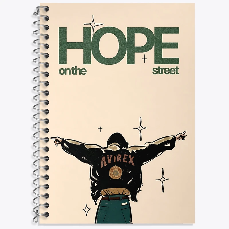 دفتر زبان 50 برگ خندالو مدل دو خط طرح Hope On The Street کد N4020