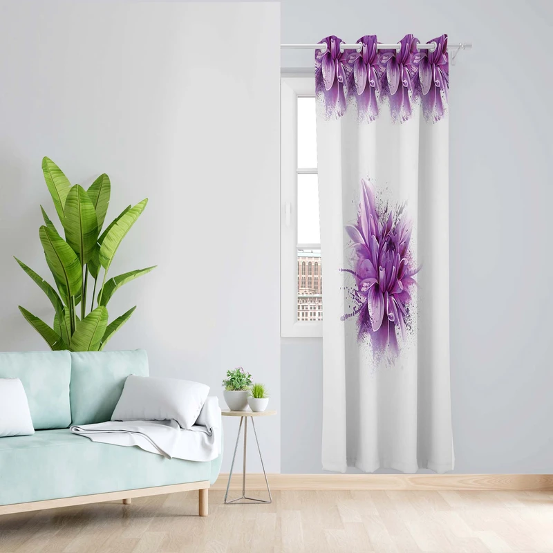پرده طرح نیلوفر مدل مخمل پانچی کد 1458 z سایز 140x200 سانتی متر