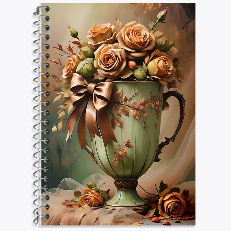 دفتر لغت 50 برگ خندالو طرح گلدان گل رز کد F5515