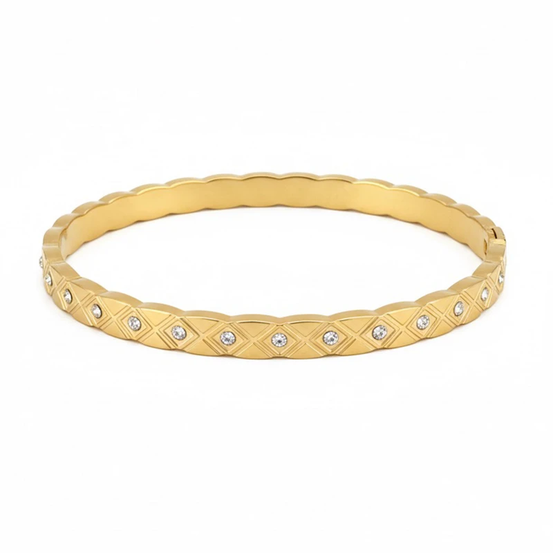 دستبند النگویی زنانه ژوپینگ مدل آیینه ایی طرحدار کد 232