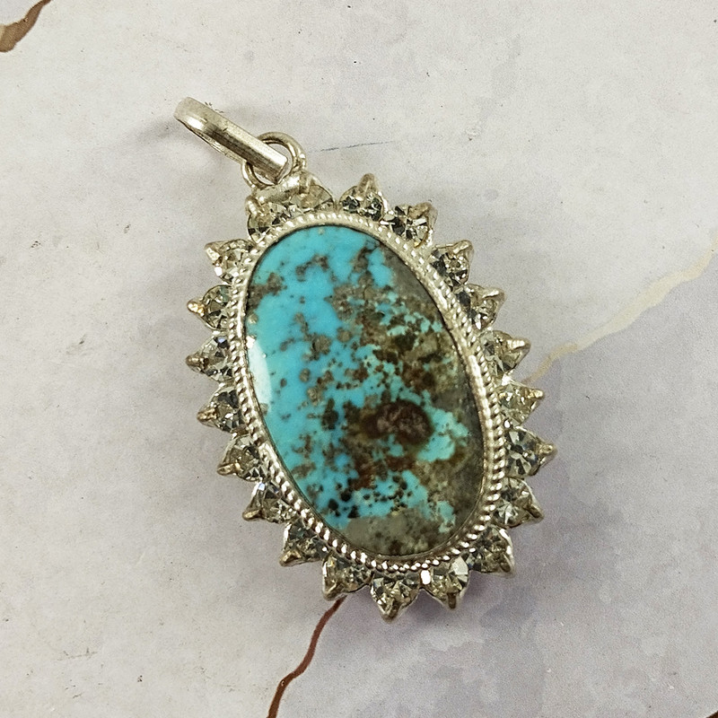 آویز گردنبند نقره زنانه سلین کالا مدل فیروزه نیشابور کد 28