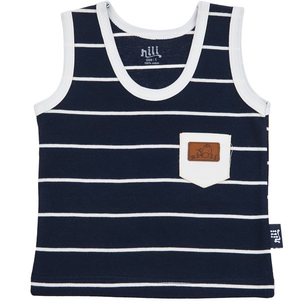 زیرپوش رکابی نوزادی نیلی مدل Navy Blue Stripes زیرپوش رکابی نوزادی نیلی مدل Navy Blue Stripes