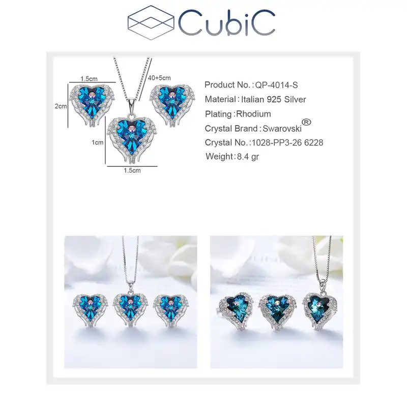 نیم ست نقره زنانه کوبیک مدل QP-4014-B