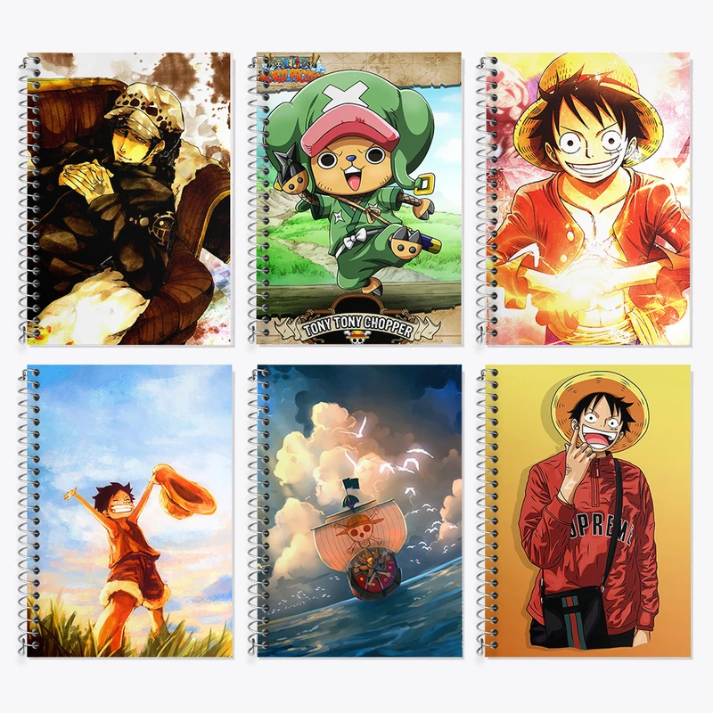 دفتر زبان 50 برگ خندالو مدل دو خط طرح انیمه وان پیس کد 674 مجموعه 6 عددی