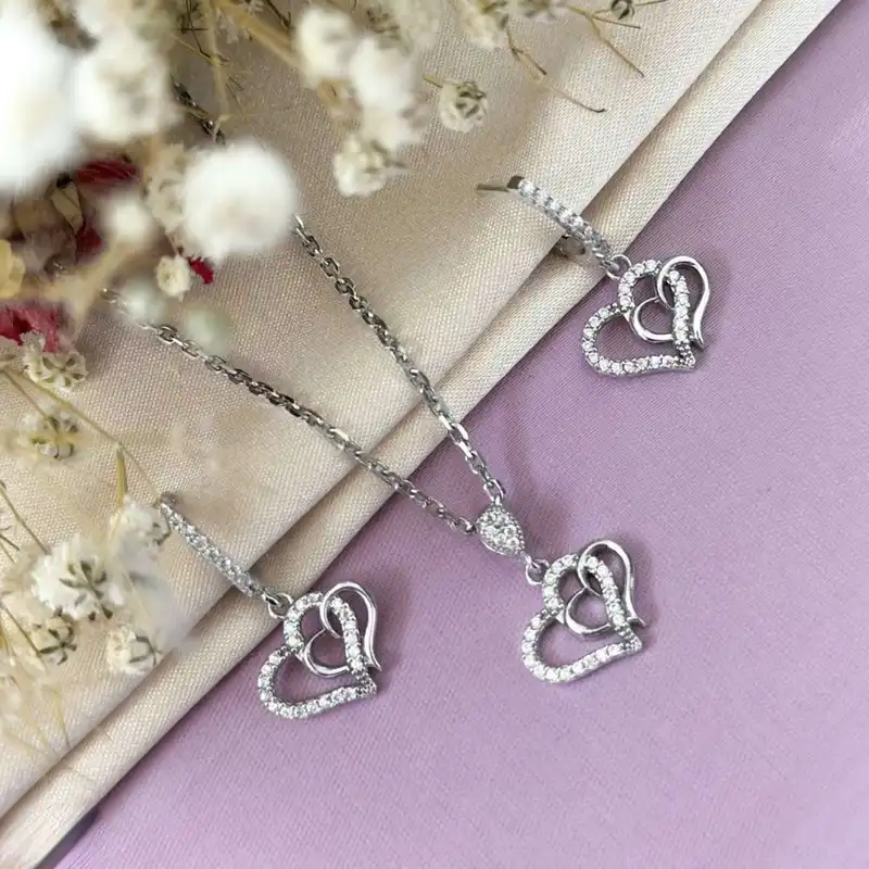 نیم ست نقره زنانه مدل قلب کد BF49