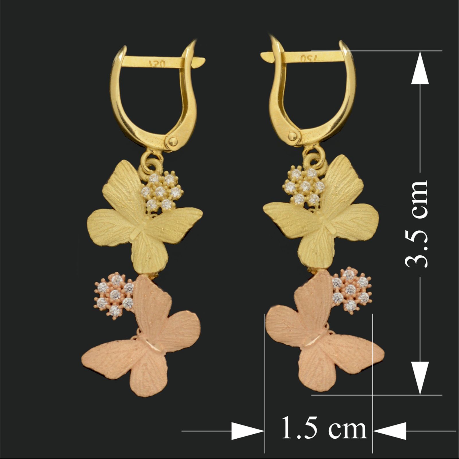 نیم ست طلا 18 عیار زنانه طلای مستجابی مدل گل و پروانه کد 670137 -  - 2