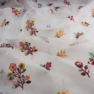   پارچه لباس مدل حریر ارگانزا گلدوزی شده کد 08