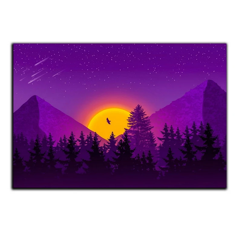 تابلو شاسی بکلیت طرح جنگل و غروب آفتاب مدل SH-S5018