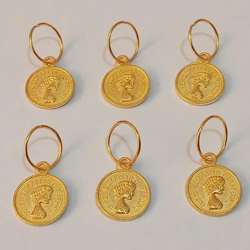 حلقه تزیینی مو زنانه طرح سکه الیزابت بسته 6 عددی