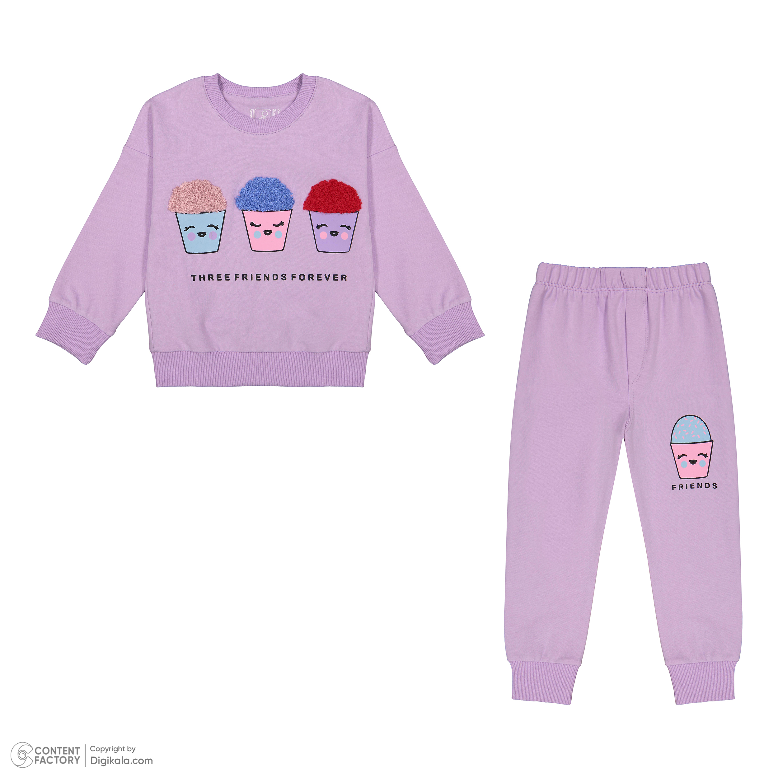 ست سویشرت و شلوار دخترانه سون پون مدل G826 رنگ بنفش