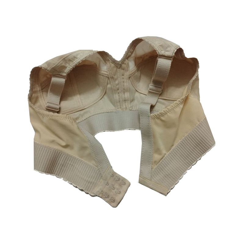 سوتین زنانه پریا مدل مادام کش پهن گلدوزی رنگ کرم