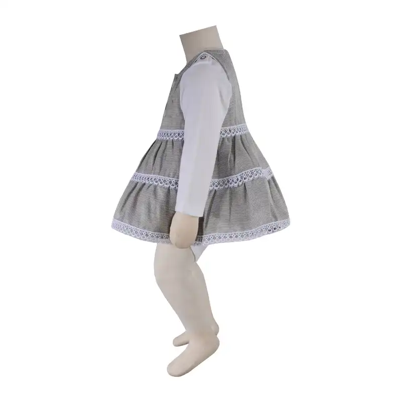 ست بادی و سارافون نوزادی آدمک مدل چیندار کد 127100 رنگ طوسی