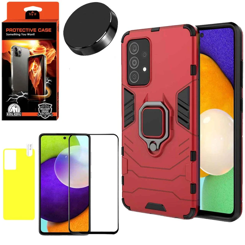 کاور کینگ کونگ مدل BATMAN مناسب برای گوشی موبایل سامسونگ Galaxy A52 4G/A52 5G/ A52S به همراه محافظ صفحه نمایش و برچسب محافظ پشت و پایه نگهدارنده گوشی