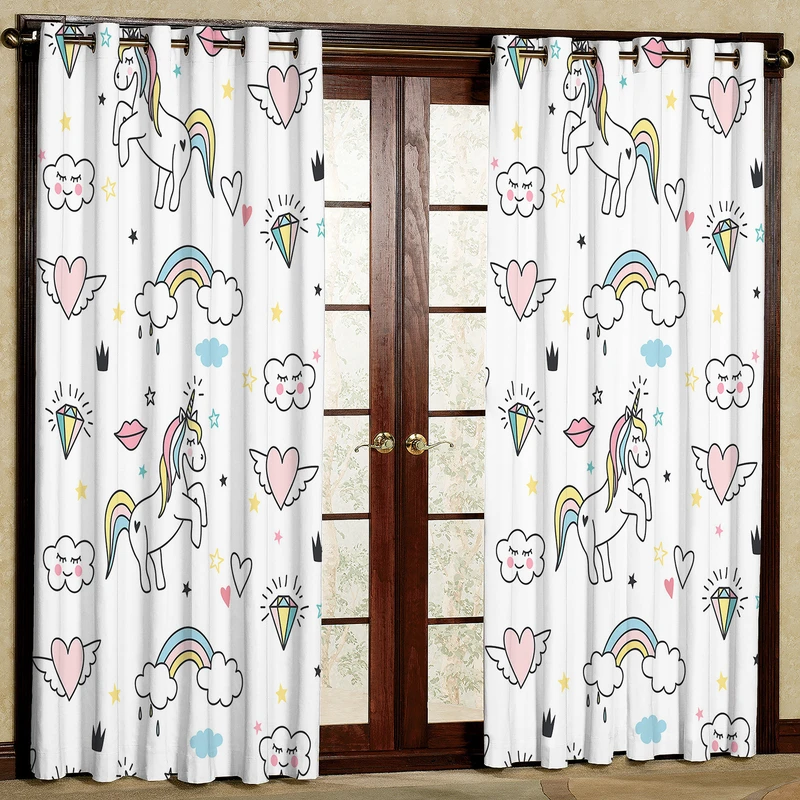 پرده مدل اسب تک شاخ مخمل پانچی کد 2291 سایز 200x140 سانتی متر