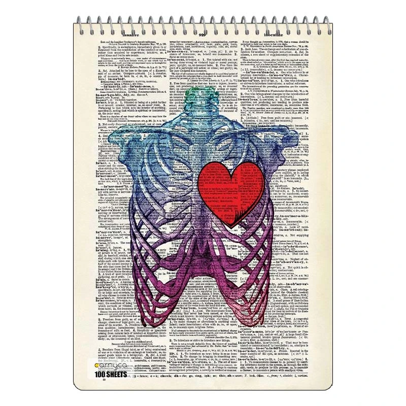 دفتر شطرنجی 100 برگ کارنیکا طرح روزنامه وینتج قفسه سینه Vintage Newspaper Chest Anatomy کد 78071