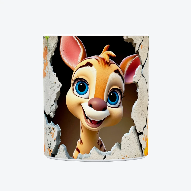 ماگ حس آمیزی طرح سه بعدی دیوار مدل بچه آهوی کیوت کد 001