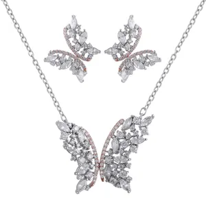 نیم ست نقره زنانه مدل پروانه کد M3150