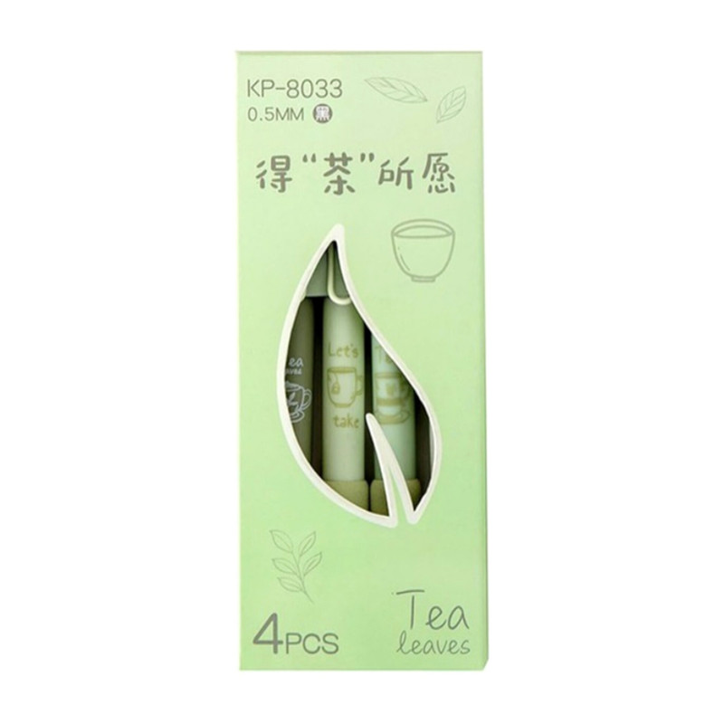 ست خودکار و روان نویس 0.5 میلی متری مدل Matcha Tea Leaves مجموعه 4 عددی