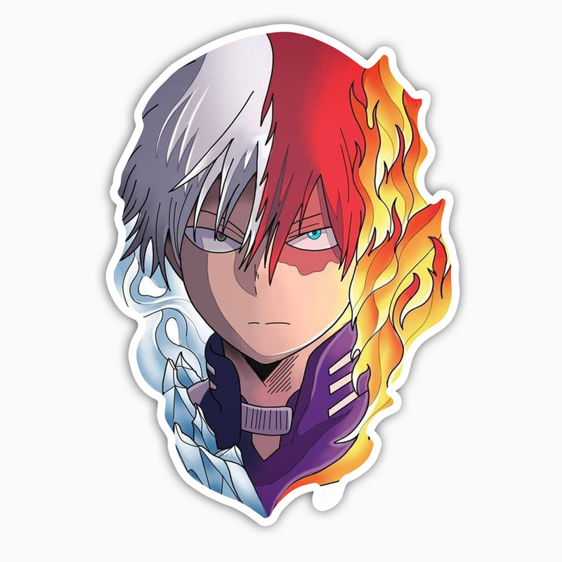 استیکر لپ تاپ و موبایل بووم طرح انیمه My Hero Academy مدل Todoroki کد BG35