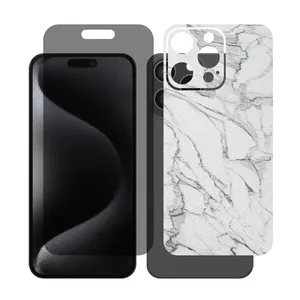 Glass Together model privacy screen protector suitable for Apple iPhone 15 Pro Max mobile phone with cover sticker on the back of the phone