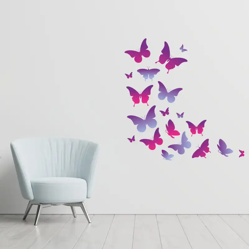 استیکر دیواری گراسیپا طرح پروانه ها کد 02 مجموعه 19 عددی