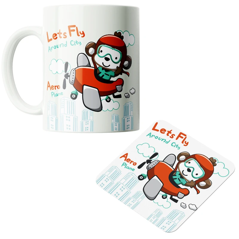 ماگ پاد آفرین مدل کارتونی کیوت فانتزی بامزه کد PZ525 به همراه زیرلیوانی