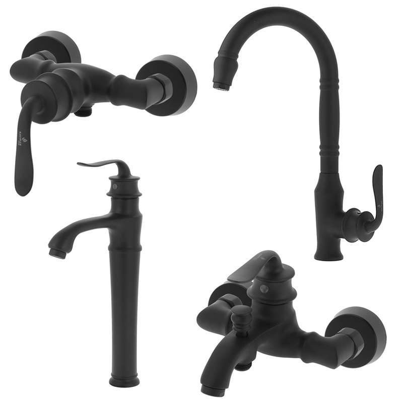 ست شیرآلات کویران آذر مدل هلن پایه بلند مات مجموعه 4 عددی