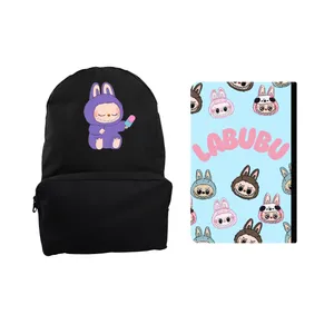 کوله پشتی مدرسه مدل عروسک لابوبو کد 47 به همراه کلاسور