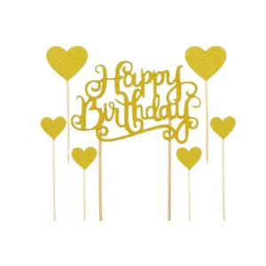 تاپر کیک طرح تولدت مبارک مدل هپی قلب مجموعه 7 عددی