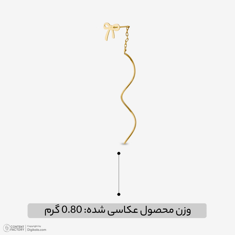 گوشواره بخیه‌ای طلا 18 عیار زنانه مطیع ها مدل 597 پاپیون کرلی