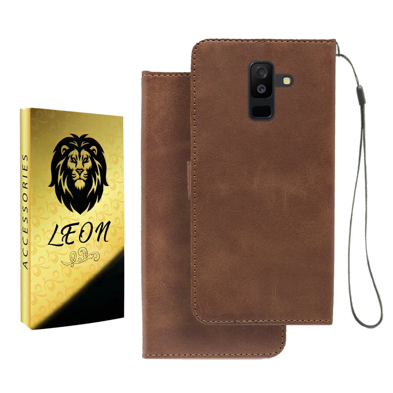 کیف کلاسوری لئون مدل Mortand Oro مناسب برای گوشی موبایل سامسونگ Galaxy J6 Plus