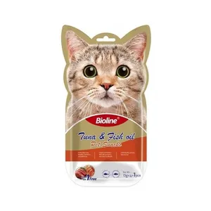 بستنی گربه بایولاین مدل ماهی تن و روغن ماهی وزن 15گرم بسته 5 عددی